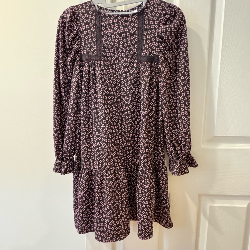 Zara Black and Pink Patterned Girls Dress